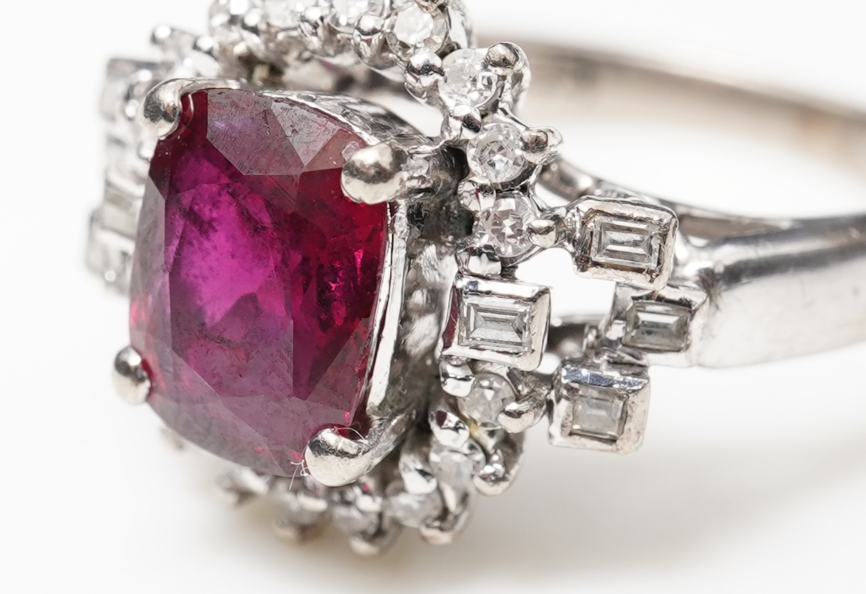 A ruby and diamond ring